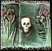 skull with flowers tile